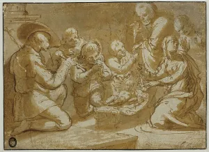 Anonymous Artwork Drucke: The Adoration of the Shepherds, unknown date. Creator: Anon