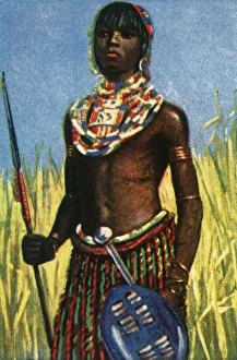 Traditional Tribal Clothing Drucke: African warrior, c1928. Creator: Unknown