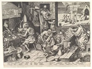 Drucke von Der Alchemyst, nach 1558 Pieter Bruegel Der Ältere Drucke: Der Alchemyst, nach 1558. Ersteller: Philipp Gallé