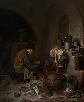 Dutch Old Master Art Drucke: The Alchemist, 1663. Creator: Cornelis Bega
