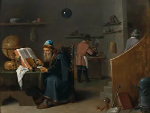 Genre Oil Paintings Drucke: Alchemist in his workshop. Creator: Teniers, David, the Younger (1610-1690)