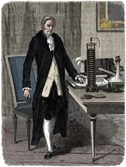 Colorised Black And White Print Art Drucke: Alessandro Volta, Italian physicist