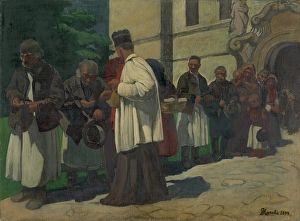 Impressionism Style Drucke: Alms (Study for the Picture Poor), 1894. Creator: Jozef Hanula