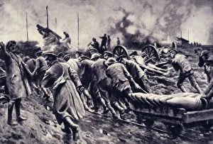 First World War Conflict Images Drucke: Ammunition Forward: Rushing Up Shells for the Heavy Howitzers, 1917. Creator: Unknown