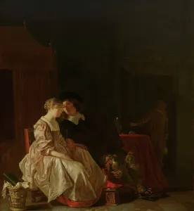 Baroque Style Oil Painting Drucke: Amorous Couple. Creator: Jacob van Loo