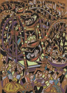 Pastel On Paper Artwork Drucke: Amusement Park, c1930. Creator: Scheiber, Hugo (1873-1950)