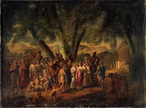 Paris Museum Artwork Drucke: Ancient subject: procession heading towards a temple