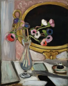 Drucke von Anemonen vor dem schwarzen Spiegel, 1919. Privatsammlung Henri Matisse Drucke: Anemonen vor dem schwarzen Spiegel, 1919. Künstler: Matisse, Henri (1869-1954)