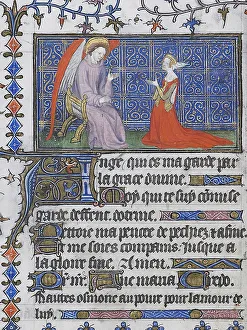 Roman Catholicism Artwork Drucke: The Annunciation, 1400-1410. Creator: Unknown