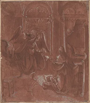 Immaculate Conception Painting Drucke: The Annunciation, c. 1520. Creator: Unknown