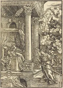 Archangel Gabriel Drucke: The Annunciation. Creator: Hans Schäufelein the Elder