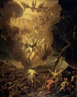 Gerahmter Druck : Die Verkündigung der Hirten, 1663. Schöpfer: Abraham Hondius Gerahmter Druck : Die Verkündigung der Hirten, 1663. Schöpfer: Abraham Hondius