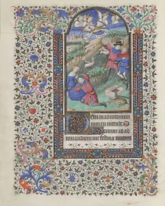 Medieval Fine Art Images Drucke: The Annunciation to the Shepherds (Book of Hours)