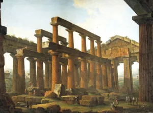 Drucke von ANTONIO JOLI ITALIENER MALER. 1706 - 1778 DER HERATEMPel IN PAESTUM Antonio Joli Drucke: Antonio Joli