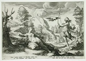 Ovid Metamorphoses Illustration Drucke: Apollo Killing Coronis, published 1590. Creator: Hendrik Goltzius