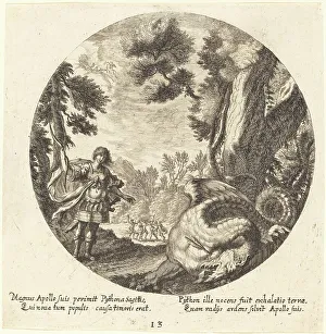 Roman Mythological Creatures Drucke: Apollo Killing the Python, 1665. Creator: Georg Andreas Wolfgang