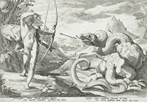 Ovid Metamorphoses Illustration Drucke: Apollo Killing the Python, published 1589. Creator: Hendrik Goltzius