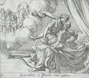 Apollo Mythology Drucke: Apollo and Leucothoe, published 1606. Creators: Antonio Tempesta, Wilhelm Janson