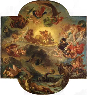 Allegory And Literature Art Drucke: Apollon vainqueur du serpent Python, c. 1853. Creator: Delacroix, Eugene (1798-1863)