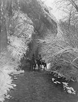 Black And White Native American Images Drucke: Approaching winter-Apsaroke, c1908. Creator: Edward Sheriff Curtis
