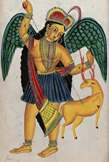 Hindu Mythology Artwork Drucke: Apsara with pet deer. Creator: Unknown