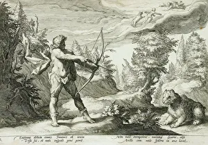 Greek Mythology Depiction Drucke: Arcas Preparing to Kill his Mother