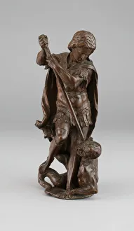 Archangel Michael Sculpture Drucke: Archangel Michael Overcoming the Devil, c. 1550. Creator: Unknown