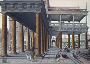 Early Netherlandish Art Images Drucke: Architectural Caprice with Figures