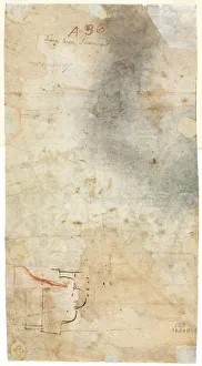 Brown Ink On Paper Art Drucke: Architectural Sketch, 1500s. Creator: Unknown