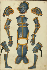 Illuminated Manuscript Illustration Drucke: Armor, about 1560-1570. Creator: Unknown
