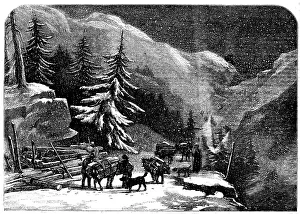 Die Besteigung des Grossen St. Bernhard - Holz für das Hospiz bei St. Pierre laden, 1858. Künstler: Unbekannt.