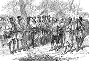 Anglo Ashanti War Drucke: The Ashantee War: inspecting Kossohs at Prah-Su