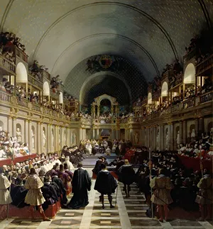 Die Versammlung der Stände im Generaltat in Paris am 27. Oktober 1614. Künstler: Alaux, Jean (1786 - 1864)