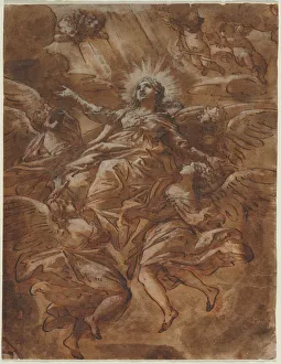 Red Chalk Artwork Drucke: Assumption of the Virgin, 1600s. Creator: Unknown