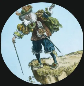 John Bunyan Art Drucke: Atheist meets Pilgrim, c1910. Creator: Unknown