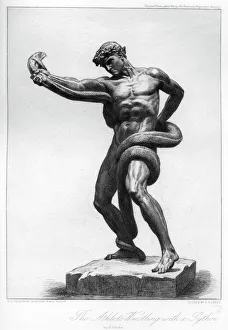 Drucke von Der Athlet mit dem Schlangenkampf gegen einen Python (c 1880 - 82). Etching der Skulptur von Sir Frederic Leighton Verwandte Bilder Drucke: Der Turner kämpft mit einem Python, 1880 - 1882. Künstler: A Gilbert