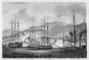 Angriff auf Sidon durch Kommodore Charles Napier am 26. September 1840 (ca. 1857). Künstler: George Greatbatch