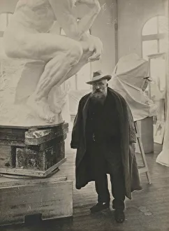 Auguste Rodin Portrait Drucke: Auguste Rodin in his studio. Creator: Anonymous
