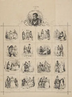 Victor Adam Artwork Drucke: Augustin-Eugene Scribe with Characters, 19th century. Creator: Victor Adam
