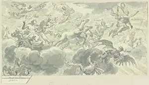 Watercolour On Paper Artwork Drucke: Aurora in a chariot with her entourage. Creator: Unknown