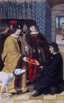 French Royalty Portraits Drucke: The author presenting his work to Charles VIII, c1475-c1498. Creator: Marc Picault