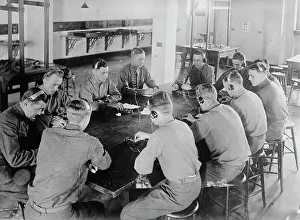 US Army Aviation History Drucke: Aviators practicing telegraphy, 1917. Creator: Bain News Service