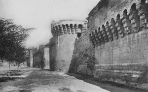 French Fortification Drucke: Avignon. - The Ramparts (XIVe), c1925