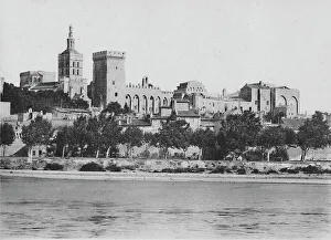 Rhone River France Drucke: Avignon. - The Rhone and Popes Palace, c1925
