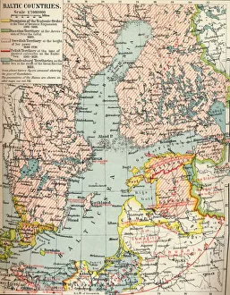 Antique Cartography Maps Drucke: Baltic Countries, c1907, (1907)