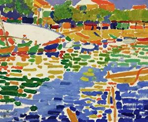 Drucke von Schiffe am Kai von L'Estaque, um 1905-1906. Privatsammlung Andre Derain Drucke: Schiffe am Anker bei l'Estaque