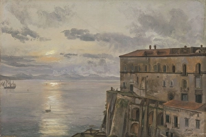 Romantic Era Landscape Art Drucke: The Barracks at Pizzofalcone, Naples, 1820. Creator: Johan Christian Dahl