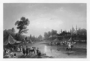 Der Fluss Barrada,(die alte Pharpar) Damaskus,Syrien ,1841.Künstler :Robert Sands
