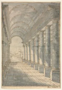 Perspective Drawing Techniques Drucke: Barrel-vaulted Arcade Rendered in Perspective