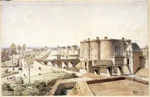 Watercolour On Paper Images Drucke: The Bastille in 1420. Creator: Hoffbauer, Feodor (Fédor) (1839-1922)